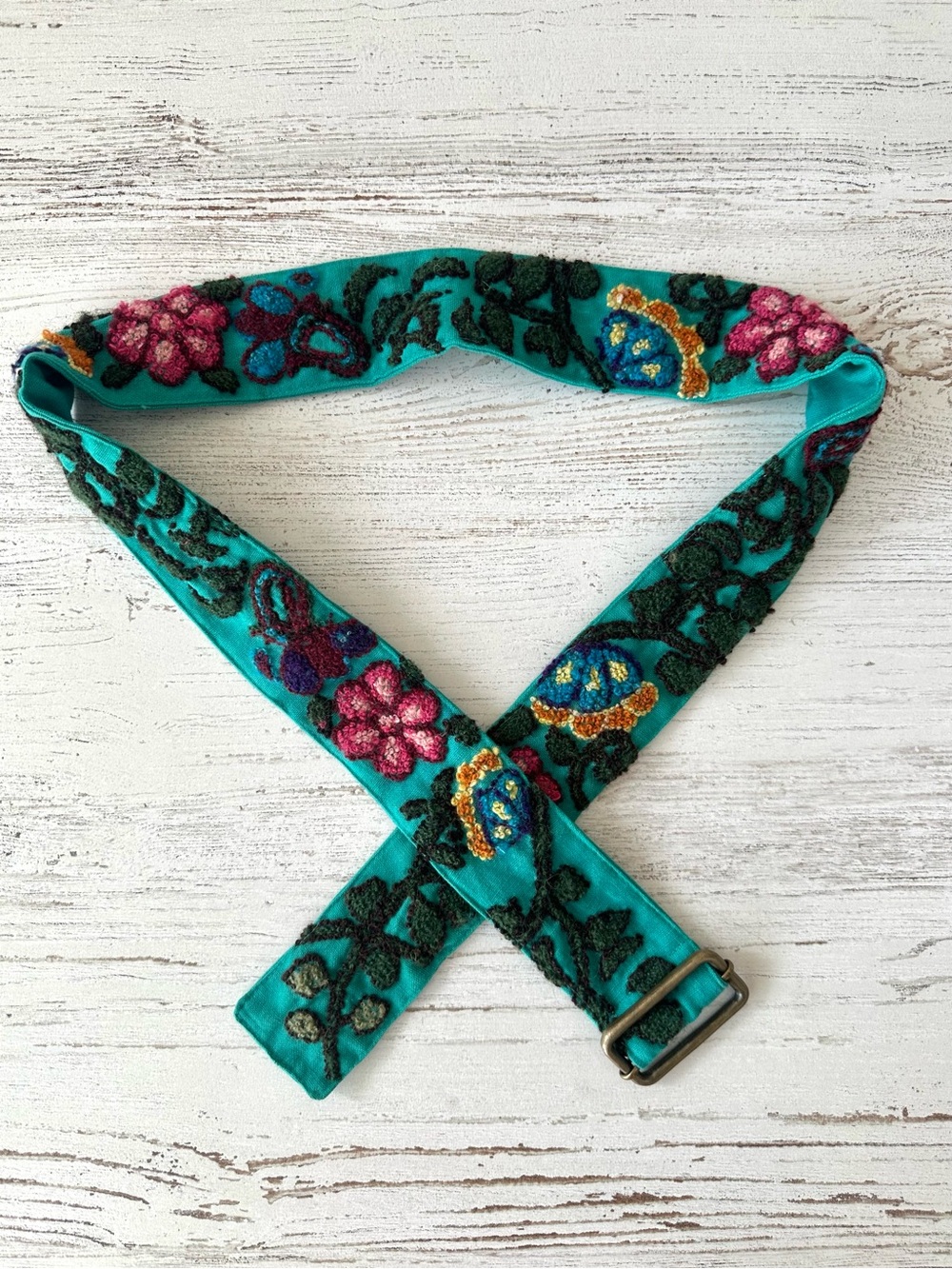 PRANA Embroidered Floral Boho Belt Teal